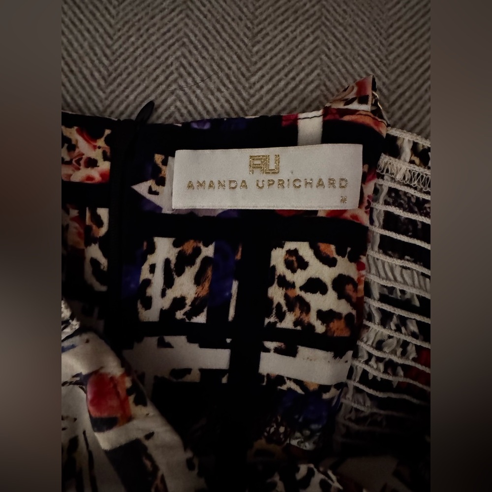 Amanda Uprichard 100% Silk Abstract Floral Leopard Mini Strappy Dress Medium - Picture 8 of 8